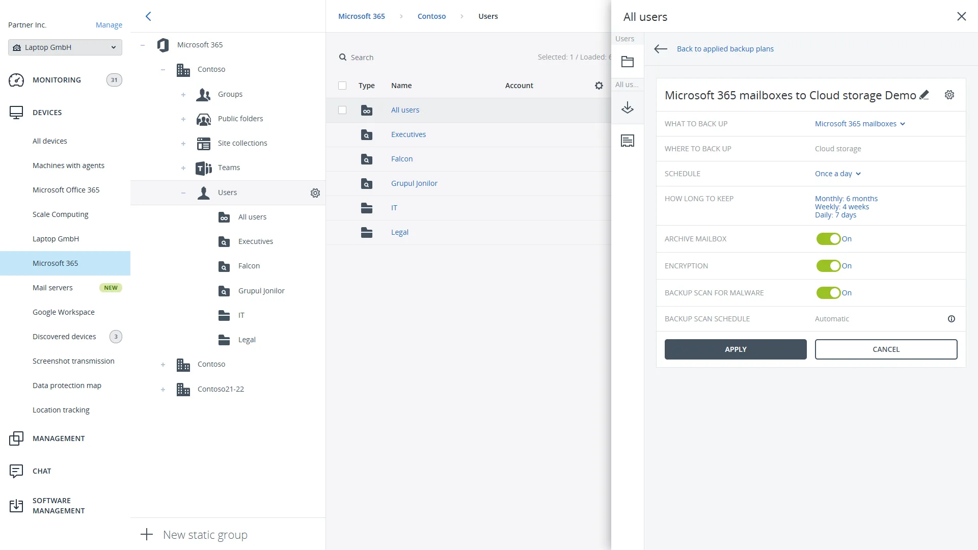 Software Acronis Backup para Microsoft 365